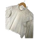 ZARA  Top Womens M Floral Lace Ruffle Neck Shoulders Long Sleeve High Neck Cream Photo 3