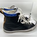 Converse  Black Leather High Top With Blue Denim Upper Collar Unisex M 6 W 8.5 Photo 2