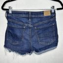 American Eagle  Hi-Rise Shortie Jean Shorts Sz 6 (27x3) Denim Blue Super Stretch Photo 4