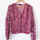 Blossom Revolve NICHOLAS Red Silk  Ditsy Micro Floral Ruffle Blouse Photo 1