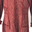 J.Jill  Rustic Red Crochet Wool Leather Patchwork Long Cardigan Sweater Jacket Photo 6