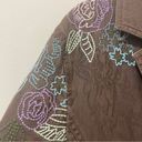 J.Jill  Brown Floral Embroidered Color Stitch Jacket / Cotton Blazer Size Large Photo 2