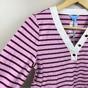 Draper James  V-Neck Puff Sleeve Shirt Size XS Dark Pink Mariner Stripe Preppy Photo 5