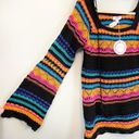 Umgee  Women's Multicolor Square Neck Crochet Knitted Pullover Sweater Large NWT Photo 5