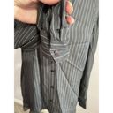 L'Agence L’AGENCE Gray Pinstriped Button Up Long Sleeve Silk Blouse XS Photo 1