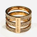 Michael Kors  Women’s Rose Gold Pave Crystal Tri Ring Sz 8 Photo 1