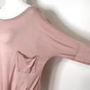 LA Made New  Long Sleeve Pocket Top Soft Modal Knit Dropped Shoulder Pink Photo 5