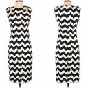 Carmen Marc Valvo Carmen  Chevron Print Sheath Black White Dress XS NEW Photo 1