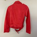 ALL SAINTS Balfern Coral Red Long Sleeves Zip Up Lamb Leather Jacket Size 4 Photo 6