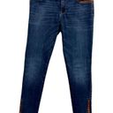 White House | Black Market  Denim Brown Leather Accent Zip Ankle Blue Jeans Size 0 Photo 1