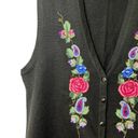 Vtg 90s/Y2K Koret Embroidered Metallic Floral Paisley Wool Blend Sweater Vest L Black Size L Photo 2