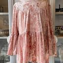 cupio  Velour Pink Blush Flounce Sleeve Empire Waist Top Sz S​​​ Photo 0