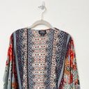 Angie [] Dove Gray Floral Print Flowy Open Front Kimono Cover-Up Boho Top Large L Photo 9