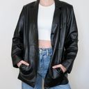 Vintage 90s Tribal Black Leather Blazer Jacket Size M Photo 2