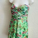 Jay Godfrey  Green Floral Chiffon Sweetheart Strapless Shorts Romper Women’s 8 Photo 5