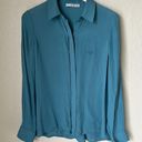 Vince Teal Silk Button Blouse Photo 1