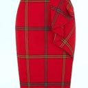 Karen Millen  Edgy Red High Waisted Tartan Plaid Ruffle Popover Pencil Skirt Sz.2 Photo 12