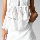 New Look  White Floral Lace Cutout Pleated Peplum Sleeveless Tank Top Size S Photo 0