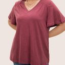 Bloomchic NWT! Burgundy ruffle sleeve V-neck top size 30 or 6X Photo 0