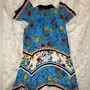 Alice + Olivia Alive + Olivia Conner Small Blue Patterned Floral Print Hankercheif Dress FLAW Photo 5