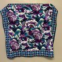 Oscar de la Renta  Beautiful Teal, Purple Square Wool Floral Fashion Scarf Photo 2