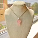 Rose Quartz Pendulum Pendant Chain Necklace Silver Photo 1