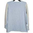 Flora Nikrooz  Womens Size M Baby Blue Ivory Lace Sleeve Knit Pajama Top Lounge Photo 1