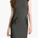 Rebecca Taylor  gray sheath dress with black leather Size 4 Photo 0