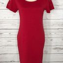 Karen Scott  Sport X-Small Dress Red Stretch Cap Sleeve Button Accent Scoop Neck Photo 1