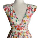 Tobi  Sleeveless Cutout Mini Dress S White Floral Zip Tulle Petti Shoulder Pads Photo 1