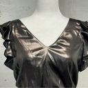 Nine West  Sleeveless Ruffle Smocked Hem top metallic back tie detail Photo 5