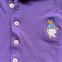 Polo  Bear Embroidered Bear Purple Casual Button Top Size Medium Photo 2