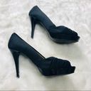 ZARA  Collection Black Satin Platform Pumps Size 8/ 39 Photo 2