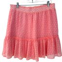 The Loft  Peach Ruffle Floral Lined Short Skirt New Women's Size L Has No Tag Photo 0