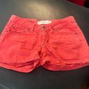 ZARA  red distressed denim shorts Photo 0