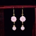 18K Gold Plated Pink Agate Flower Dangle Drop Earrings for Women,Flower Earrings Photo 1