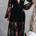 Boutique NEW Black Lace V-neck Long Sleeve Boho Maxi Dress Photo 1