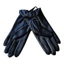 AQUA  Gloves Black Genuine Leather Lined Embroidered Stars Designer Medium NWT Photo 2