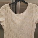 St. John  Inlay Sequin Trellis Knit Fit & Flare Dress Cream Metallic Gold 14 NWOT Photo 7