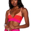 Beach Riot  Striped Riza Magenta Colorblock Triangle Bikini Top Size Small Photo 0