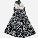 White House | Black Market WHBM Halter Dress Black Cream Floral Sleeveless Silk Flowy Halter Dress Size 4 Photo 5