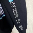 BP  Living It Up Cropped Long Sleeve Graphic Hoodie Sweatshirt Black Size XL Photo 5