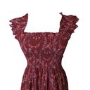 Hill House Ellie Nap Dress Size Small  Garnet Charm Scallop Crinkle Chiffon Photo 5