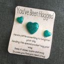 Set/3 “You’ve Been Hugged” Sparkly Talisman Gift Stones, Teal Blue Green Photo 1