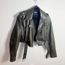 ZARA  Womens Faux Leather Crop Biker Jacket Viral Size Medium Oversize Photo 2