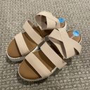 Madden Girl New  Platform Sandals Womens Size 7.5 Beige & White Strappy Ankle Photo 6