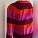 Energie Sweater Stripes Bright Red,Pink, & Orange V Neck SZ M Great Cond Photo 8