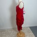 Pretty Little Thing Red Strappy Satin Gathered Midi Dress in Red Photo 8