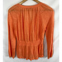 Nic+Zoe  Linen Blend Smocked Top Orange Size Medium Photo 5