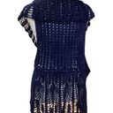 Beautiful unique handmade Crochet vest One Size blue with sparkles. Photo 3